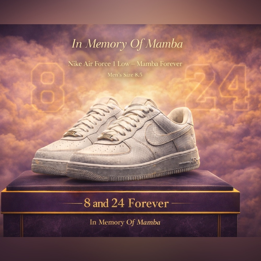 RARE Nike Air Force 1 Low Kobe Mamba Forever White 8/24 Tribute Men’s 8.5